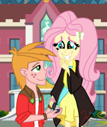 Size: 437x518 | Tagged: safe, artist:swintpony, big macintosh, fluttershy, equestria girls, g4, canterlot high, engagement ring, fall formal outfits, graduation, male, marriage proposal, ring, ship:fluttermac, shipping, straight