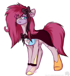 Size: 572x617 | Tagged: safe, artist:11-shadow, pinkie pie, earth pony, pony, g4, bow, clothes, costume, female, hair bow, pinkamena diane pie, solo