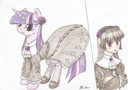Size: 2338x1648 | Tagged: safe, artist:stardustchild01, twilight sparkle, g4, clothes, crossover, dress, lolita fashion, traditional art