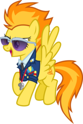 Size: 2694x4000 | Tagged: safe, artist:limedazzle, spitfire, g4, top bolt, clothes, drill sergeant, female, floating, high res, necktie, open mouth, raised hoof, show accurate, simple background, solo, spitfire's tie, sunglasses, transparent background, uniform, vector, whistle, whistle necklace, wonderbolts dress uniform
