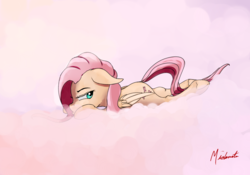 Size: 1000x700 | Tagged: safe, artist:miokomata, fluttershy, g4, angry, cloud, female, signature, solo