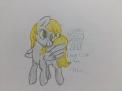 Size: 4128x3096 | Tagged: safe, artist:beatsubi, derpy hooves, pegasus, pony, g4, female, mare, pencil drawing, sketch, solo, traditional art