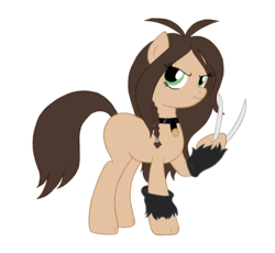 Size: 2500x2296 | Tagged: safe, artist:edcom02, artist:jmkplover, earth pony, pony, claws, crossover, high res, laura kinney, marvel, ponified, simple background, solo, transparent background, x-23