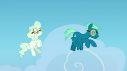 Size: 1920x1080 | Tagged: safe, screencap, sky stinger, vapor trail, pegasus, pony, g4, my little pony: friendship is magic, top bolt, duo, female, male, mare, stallion