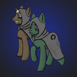 Size: 800x800 | Tagged: safe, oc, oc only, earth pony, pony, unicorn, cloak, clothes, cult of void, symbol