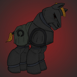 Size: 1000x1000 | Tagged: safe, oc, oc only, earth pony, pony, armor, cult of void, solo, symbol, warrior