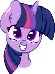 Size: 432x578 | Tagged: safe, anonymous artist, twilight sparkle, g4, bust, cute, female, looking at you, ms paint, portrait, simple background, smiling, solo, transparent background, twiabetes