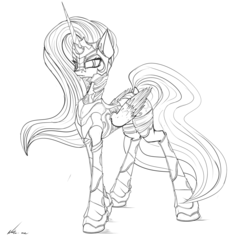 Size: 4000x3806 | Tagged: safe, artist:neko-me, princess celestia, g4, armor, female, monochrome, solo