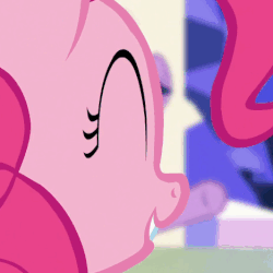 Size: 468x468 | Tagged: safe, screencap, pinkie pie, twilight sparkle, alicorn, earth pony, pony, g4, season 5, the one where pinkie pie knows, animated, blurry, cute, diapinkes, female, gif, glowing horn, horn, magic, mare, open mouth, raised hoof, sitting, twiabetes, twilight sparkle (alicorn)