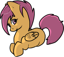 Size: 674x600 | Tagged: safe, artist:mrxbluexkarlyle, scootaloo, pegasus, pony, g4, female, prone, simple background, solo, transparent background