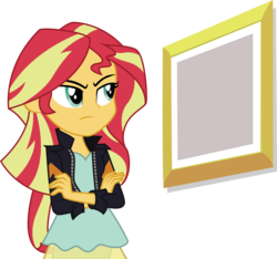 Size: 1093x1024 | Tagged: safe, sunset shimmer, equestria girls, g4, exploitable meme, female, meme, simple background, solo, sunset's picture frame, template, transparent background, vector