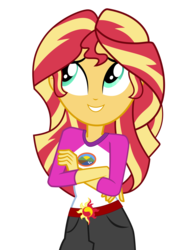 Size: 4478x5800 | Tagged: safe, artist:keronianniroro, sunset shimmer, equestria girls, g4, my little pony equestria girls: legend of everfree, absurd resolution, camp everfree outfits, clothes, crossed arms, female, shorts, simple background, solo, transparent background, vector