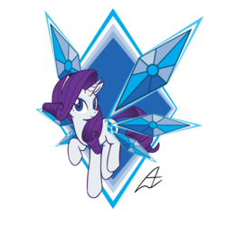 Size: 1000x1000 | Tagged: safe, artist:acesrockz, rarity, g4, crystal wings, cute, female, raised hoof, raribetes, smiling, solo