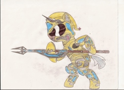 Size: 2338x1700 | Tagged: safe, artist:tay-houby, colored, future, future royal guard, male, royal guard, solo