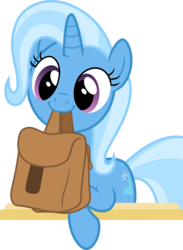 Size: 8717x11912 | Tagged: safe, artist:pink1ejack, trixie, pony, unicorn, g4, to where and back again, absurd resolution, bag, cute, diatrixes, female, mare, mouth hold, simple background, smiling, solo, to saddlebags and back again, transparent background, vector