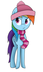 Size: 3000x5000 | Tagged: safe, artist:vicakukac200, rainbow dash, pony, g4, clothes, female, hat, scarf, solo