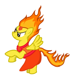 Size: 957x1017 | Tagged: safe, artist:arctic-lux, spitfire, pegasus, pony, g4, adventure time, crossover, female, flame princess, male, mane of fire, rearing, show accurate, simple background, solo, spitfiery, transparent background, vector