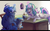 Size: 1600x1000 | Tagged: safe, artist:1an1, princess celestia, princess luna, g4, alternate hairstyle, bed mane, chair, coffee, cup, curved horn, gradient background, hair bun, horn, leaning, levitation, lidded eyes, looking at each other, magic, messy mane, open mouth, scroll, sitting, smiling, table, telekinesis, wide eyes