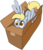 Size: 887x1023 | Tagged: safe, artist:pencils, derpy hooves, pegasus, pony, g4, box, cardboard box, cute, derpabetes, female, mare, nom, nose wrinkle, pencils is trying to murder us, pony in a box, simple background, smiling, solo, spread wings, transparent background, weapons-grade cute