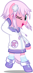 Size: 1922x4184 | Tagged: safe, artist:zacatron94, pinkie pie, earth pony, pony, g4, bipedal, clothes, cosplay, costume, crossover, female, hyperdimension neptunia, neptune (hyperdimension neptunia), nightmare night costume, simple background, solo, transparent background