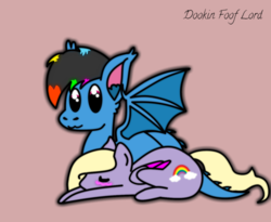 Size: 1280x1051 | Tagged: source needed, useless source url, safe, artist:dookin, oc, oc only, oc:rdash, hybrid, :3, blushing, cute, fanart, sleeping, snuggling