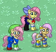Size: 230x214 | Tagged: safe, fluttershy, pony, pony town, g4, clothes, cosplay, costume, crossover, fluttershy-chan, luigi, male, valkyrie