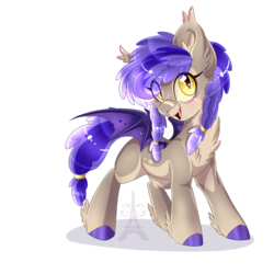 Size: 3000x3000 | Tagged: safe, artist:pvrii, oc, oc only, bat pony, pony, chest fluff, ear fluff, high res, looking up, open mouth, simple background, smiling, solo, spread wings, transparent background, unshorn fetlocks