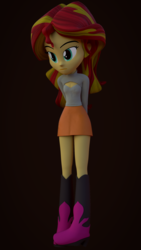 Size: 1080x1920 | Tagged: safe, artist:legoguy9875, sunset shimmer, human, equestria girls, g4, 3d, blender, breasts, cleavage, clothes, delicious flat chest, female, open-chest sweater, solo, sweater