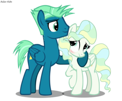 Size: 5144x4266 | Tagged: safe, artist:asika-aida, sky stinger, vapor trail, pegasus, pony, g4, top bolt, absurd resolution, blushing, female, male, mare, ship:vaporsky, shipping, show accurate, simple background, stallion, straight, transparent background, vector, wavy mouth