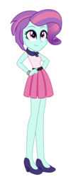 Size: 2416x5162 | Tagged: safe, artist:ephemeralpegasus, sunny flare, equestria girls, g4, alternate hairstyle, alternate universe, clothes, female, high heels, pleated skirt, shoes, skirt, solo