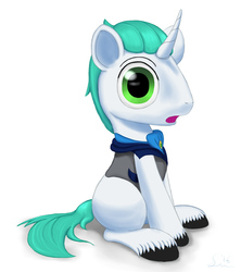 Size: 1275x1433 | Tagged: safe, artist:stillwaterspony, oc, oc only, oc:cane crecca, pony, unicorn, blank flank, clothes, colt, commission, looking at you, male, multiple variants, open mouth, sitting, solo, surprised, unshorn fetlocks, vest