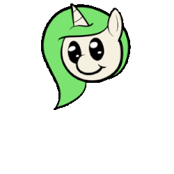 Size: 300x300 | Tagged: safe, artist:thevioletyoshi, oc, oc only, oc:aurora horse, pony, unicorn, animated, bouncing, bust, chibi, disembodied head, gif, head, portrait, smiling, solo, wingding eyes