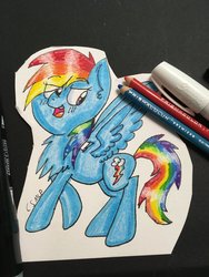 Size: 1024x1365 | Tagged: safe, artist:colorsoulmlp, rainbow dash, g4, female, smiling, solo, traditional art, wings
