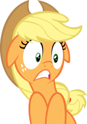 Size: 9393x13391 | Tagged: safe, artist:cyanlightning, applejack, buckball season, g4, .svg available, absurd resolution, female, floppy ears, hat, simple background, solo, surprised, transparent background, vector
