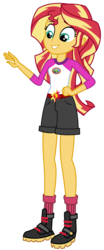 Size: 1206x2891 | Tagged: safe, artist:sketchmcreations, sunset shimmer, equestria girls, g4, my little pony equestria girls: legend of everfree, boots, clothes, cute, female, happy, shimmerbetes, shorts, simple background, smiling, socks, solo, transparent background, vector