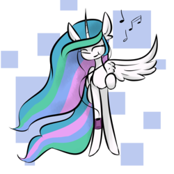 Size: 4000x4000 | Tagged: safe, artist:ratann, princess celestia, alicorn, pony, g4, abstract background, absurd resolution, eyes closed, female, mare, mp3 player, raised hoof, solo