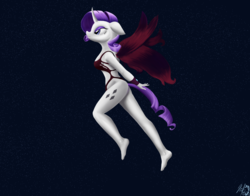 Size: 3500x2750 | Tagged: safe, artist:moonsolace, rarity, fairy, anthro, plantigrade anthro, g4, female, high res, night, race swap, solo, stars