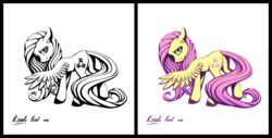 Size: 7980x4040 | Tagged: safe, artist:roadsleadme, fluttershy, g4, .svg available, absurd resolution, butt, female, looking back, pair, plot, simple background, solo, spread wings, vector, white background