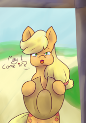 Size: 1400x2000 | Tagged: safe, artist:mangajag, applejack, earth pony, pony, g4, bipedal, both cutie marks, female, looking at you, solo