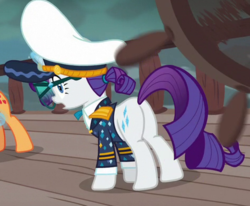 Size: 471x389 | Tagged: safe, screencap, rarity, pony, g4, ppov, butt, captain rarity, cropped, female, mare, plot