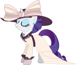 Size: 8461x7187 | Tagged: safe, artist:pink1ejack, rarity, g4, ppov, absurd resolution, clothes, dress, eyes closed, female, hat, raristocrat, simple background, solo, titanic, transparent background, vector