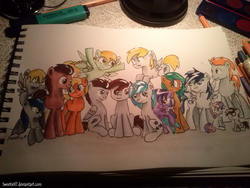 Size: 2560x1920 | Tagged: safe, artist:sweeterwho, pipsqueak, sweetie belle, oc, oc:moonlight flare, oc:sweetie, pony, g4, friends, photo, traditional art