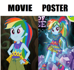 Size: 1272x1198 | Tagged: safe, edit, edited screencap, screencap, rainbow dash, equestria girls, g4, my little pony equestria girls: legend of everfree, box art, camp fashion show outfit, comparison, false advertisement, rainbow dash always dresses in style