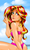 Size: 1200x2027 | Tagged: safe, artist:drizziedoodles, sunset shimmer, human, equestria girls, g4, ass, beach, bikini, breasts, bunset shimmer, busty sunset shimmer, butt, clothes, female, humanized, lipstick, looking back, peace sign, sideboob, sitting, solo, swimsuit