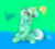 Size: 1024x927 | Tagged: safe, artist:pastelpupils, lyra heartstrings, pony, unicorn, g4, blushing, colored pupils, female, floppy ears, flower, gradient background, magic, sitting, smiling, solo, telekinesis