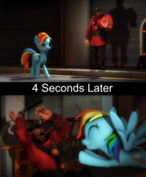 Size: 1080x1308 | Tagged: safe, artist:demonicssb, rainbow dash, g4, 3d, crossover, incoming hug, soldier, soldier (tf2), team fortress 2