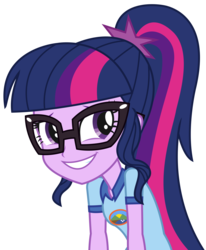 Size: 2888x3509 | Tagged: safe, artist:sketchmcreations, sci-twi, twilight sparkle, equestria girls, g4, my little pony equestria girls: legend of everfree, female, high res, simple background, slouching, smiling, solo, transparent background, vector