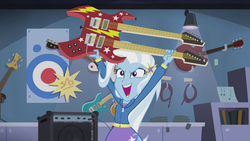 Size: 1280x720 | Tagged: safe, screencap, trixie, equestria girls, g4, guitar centered, my little pony equestria girls: rainbow rocks, female, guitar, solo