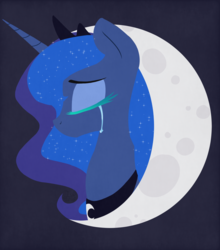 Size: 1630x1852 | Tagged: safe, artist:dativyrose, princess luna, pony, g4, bust, crying, female, moon, solo
