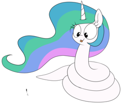 Size: 9389x8061 | Tagged: safe, artist:wafflecakes, princess celestia, original species, snake pony, g4, absurd resolution, big eyes, cute, cutelestia, looking down, macro, raspberry, simple background, smiling, snakelestia, this isn't even my final form, tongue out, transparent background